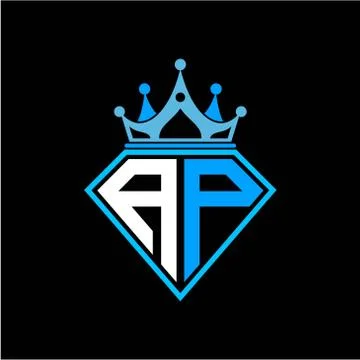 Initial letter A P diamond shape with crown decoration Stock Illustration