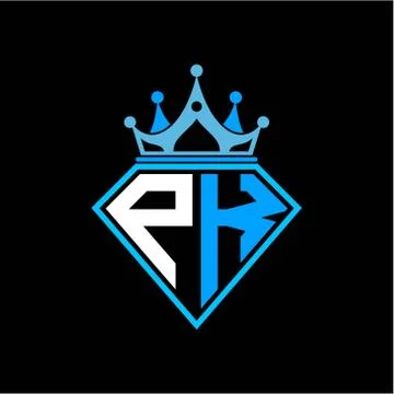 Initial letter P K diamond shape with crown decoration Stock Illustration