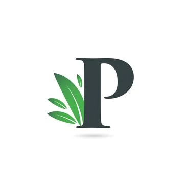 Initial Letter P Leaf Logo Stock Illustration
