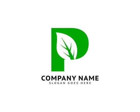 Initial Letter P Leaf Logo Design Template Element Illustrazione stock