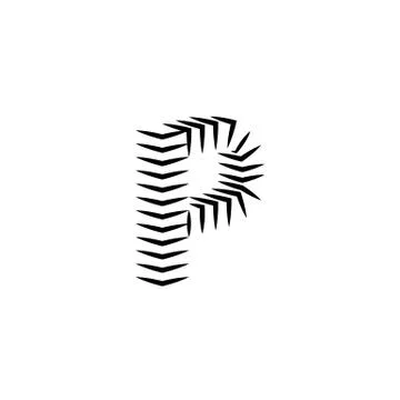 Initial letter P logo monogram, simple isometric geometric striped shape mini Stock Illustration