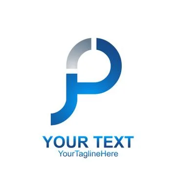 Initial letter P logo template colored silver blue design for business and co Stock Illustration
