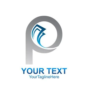 Initial letter P logo template colored silver blue design for business and co Stock Illustration
