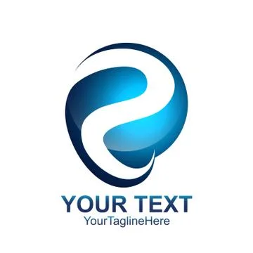 Initial letter P logo template colored blue circle sphere design for business Stock Illustration