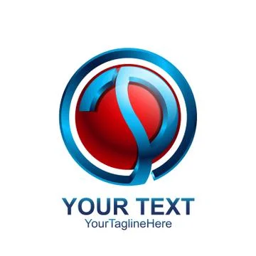Initial letter P logo template colored red blue circle sphere design for busi Stock Illustration