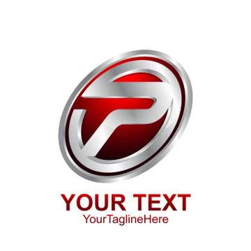 Initial letter P logo template colored red silver circle sphere design for bu Illustrazione stock