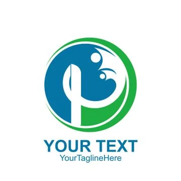 Initial letter P logo template colored blue green human design for business a Illustrazione stock