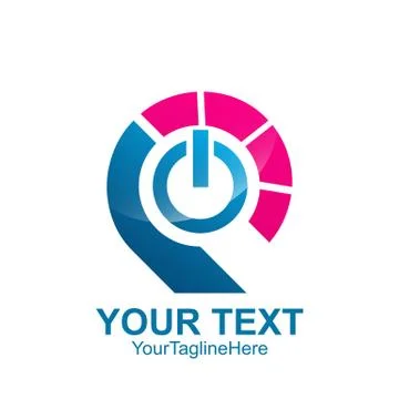 Initial letter P logo template colored blue pink power button design for busi Stock Illustration