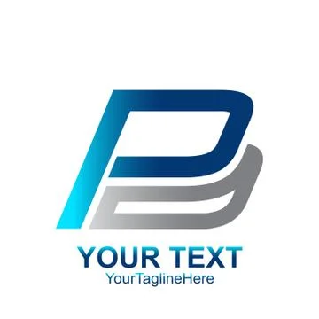 Initial letter P logo template colored silver blue design for business and co Illustrazione stock