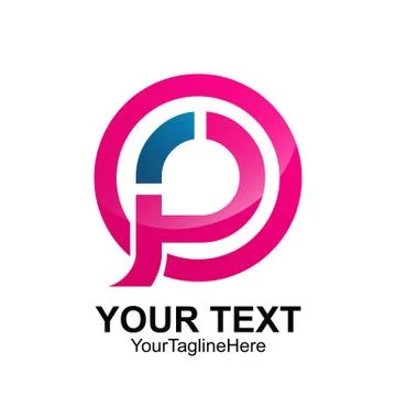 Initial letter P logo template colored pink blue circle design for business a Stock Illustration