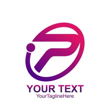 Initial letter P logo template colored purple circle design for business and  Stock Illustration