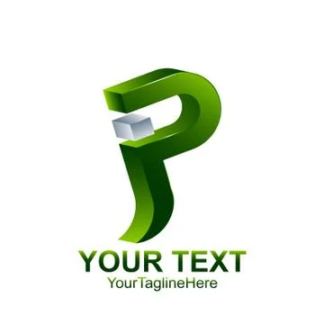 Initial letter P or JP logo template colored silver green design for business Stock Illustration