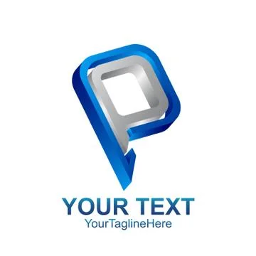 Initial letter P or PP logo template colored silver blue design for business  Stock Illustration