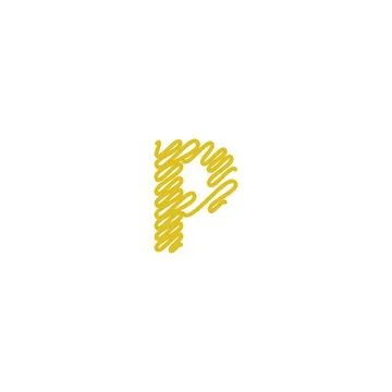 Initial letter P scribble gold logo Stock Illustration