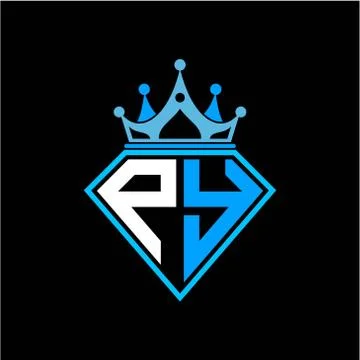 Initial letter P Y diamond shape with crown decoration Stock Illustration
