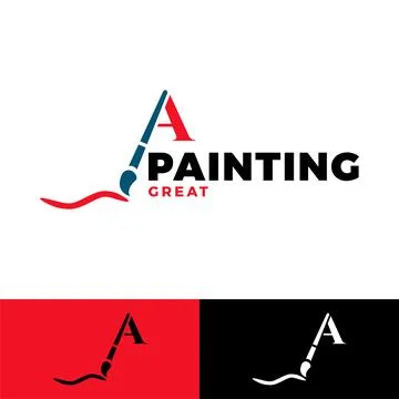 Initial letter a painting icon logo design template Stock Illustration