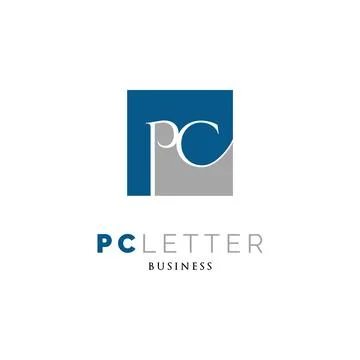 Initial Letter PC Icon Logo Design Template Illustrazione stock