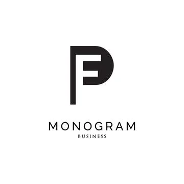 Initial Letter PF Monogram Icon Logo Design Template Stock Illustration