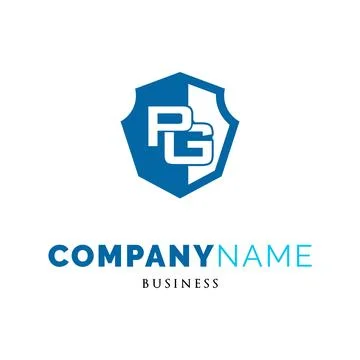 Initial Letter PG Shield Icon Logo Design Template Stock Illustration