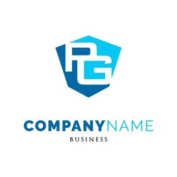 Initial Letter PG Shield Icon Logo Design Template Stock Illustration
