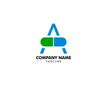 Initial Letter A Pill or Capsule Logo Design Illustrazione stock