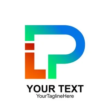 Initial letter PL or LP logo template colored orange blue design for business Stock Illustration