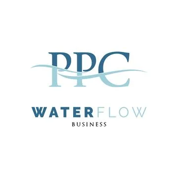 Initial Letter PPC Water Flow Icon Logo Design Template Stock Illustration