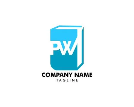 Initial Letter PW Book Design Logo Vector Stock Illustration