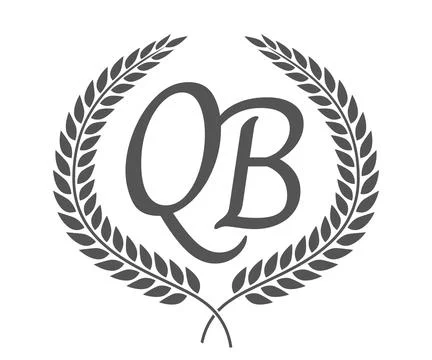 Initial letter Q and B, QB monogram logo design with laurel wreath. Luxury .. Stock Illustration