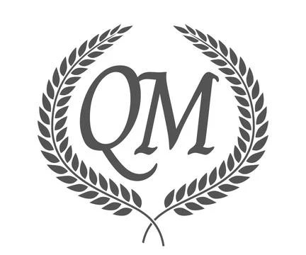 Initial letter Q and M, QM monogram logo design with laurel wreath. Luxury .. Stock Illustration