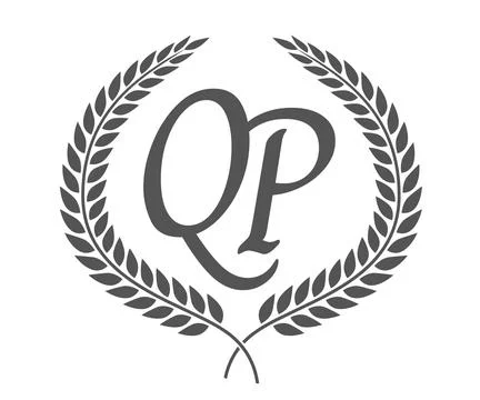Initial letter Q and P, QP monogram logo design with laurel wreath. Luxury .. Stock Illustration