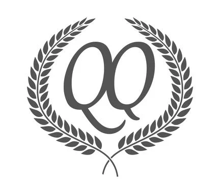 Initial letter Q and Q, QQ monogram logo design with laurel wreath. Luxury .. Stock Illustration