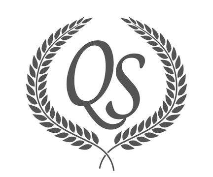 Initial letter Q and S, QS monogram logo design with laurel wreath. Luxury .. Stock Illustration