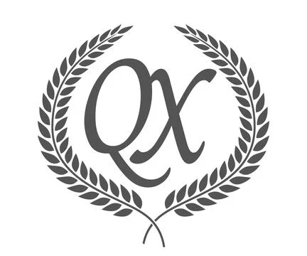Initial letter Q and X, QX monogram logo design with laurel wreath. Luxury .. Stock Illustration