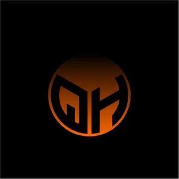 Initial letter Q H Modern circle with elegant colored background frame Stock Illustration