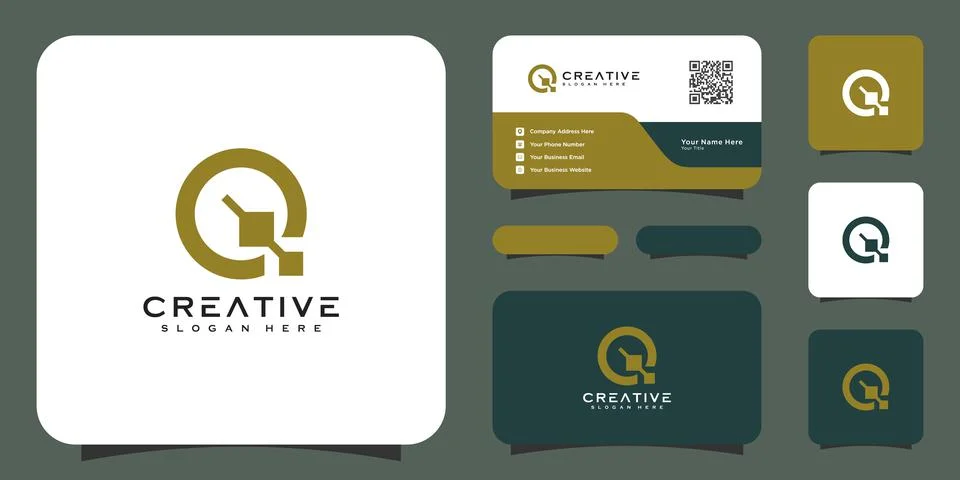 Initial letter Q logo design vector and business card Stock Illustration