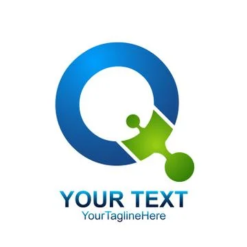 Initial letter Q logo template colored blue green circle sphere design for bu Stock Illustration