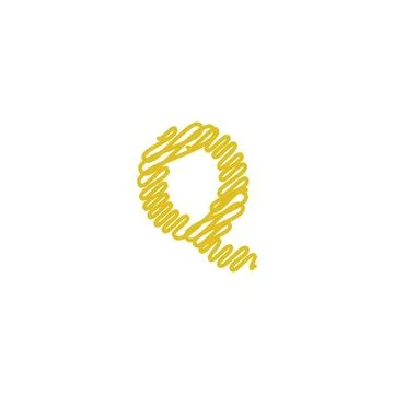 Initial letter Q scribble gold logo Illustrazione stock