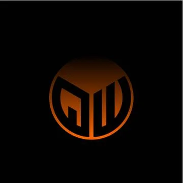 Initial letter Q W Modern circle with elegant colored background frame Stock Illustration