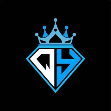 Initial letter Q Y diamond shape with crown decoration Stock Illustration