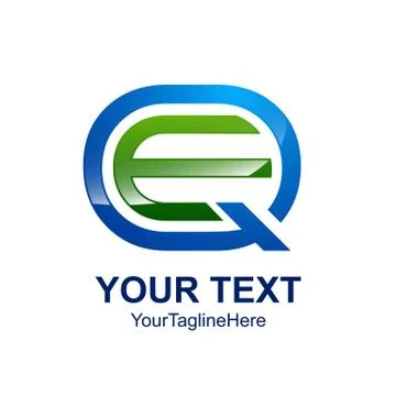 Initial letter QE or EQ logo template colored green blue design for business Illustrazione stock