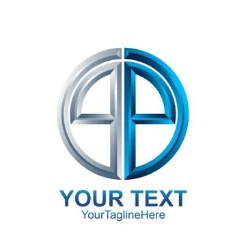 Initial letter QP logo template colored silver blue circle design for busines Stock Illustration