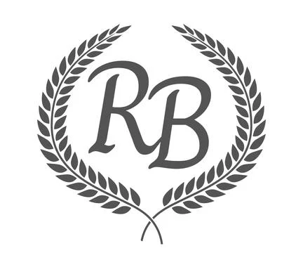 Initial letter R and B, RB monogram logo design with laurel wreath. Luxury .. Stock Illustration