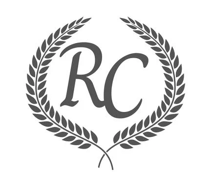 Initial letter R and C, RC monogram logo design with laurel wreath. Luxury .. Stock Illustration