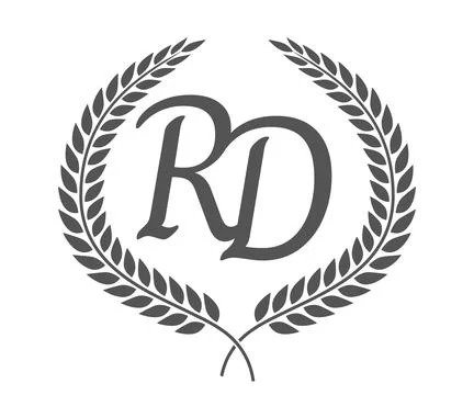 Initial letter R and D, RD monogram logo design with laurel wreath. Luxury .. Stock Illustration