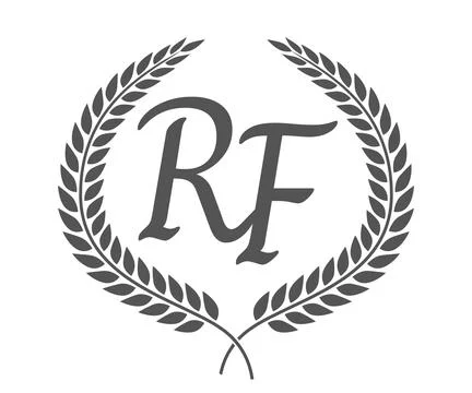 Initial letter R and F, RF monogram logo design with laurel wreath. Luxury .. Stock Illustration