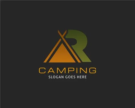 Initial letter R camping and outdoor adventure logo Stock Illustration