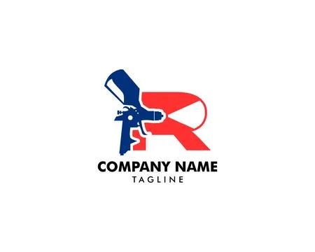 Initial Letter R Car Paint with Spray Gun Logo Template Stock Illustration