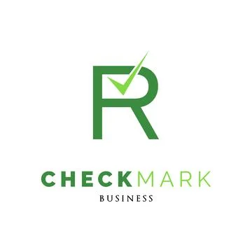 Initial Letter R Check Mark or Tick Icon Logo Design Template Stock Illustration
