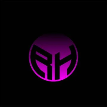 Initial letter R H Modern circle with elegant colored background frame 스톡 일러스트